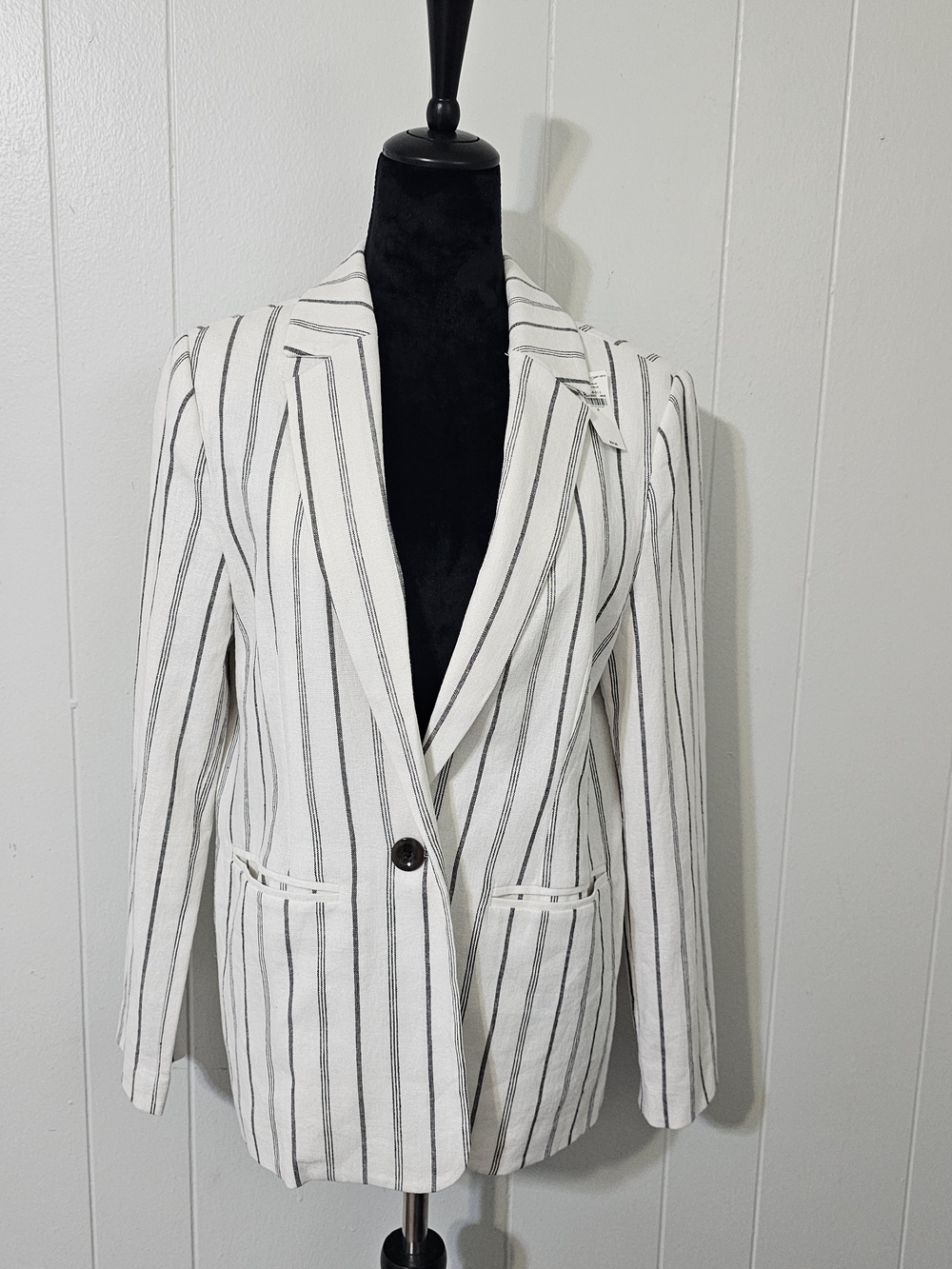Old Navy Linen Blend Striped Blazer Small NWT Coastal Preppy